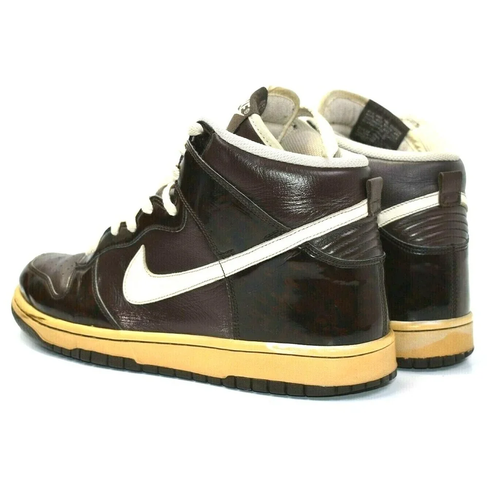 Vintage Nike Dunks High Premium Brown Black Shoes Sneakers Size 10 - 312786 223